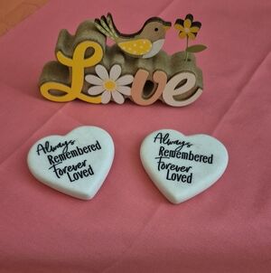 NEW...Always Remembered Forever Loved Heart Memorial Stones